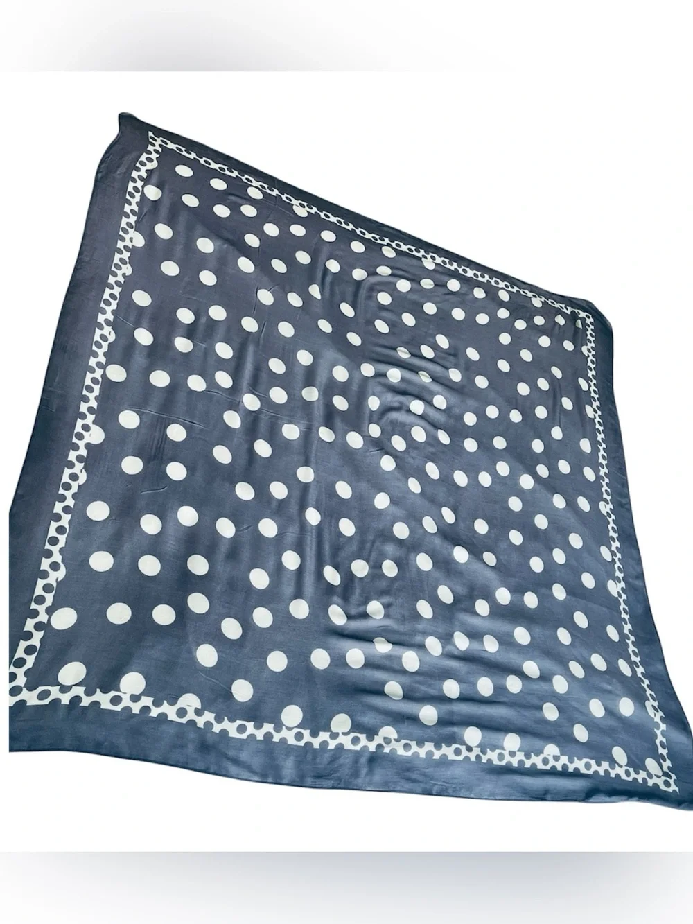 🧣LOFT 100% rayon lilac and White Polka Dot 50”x 50” square scarf
